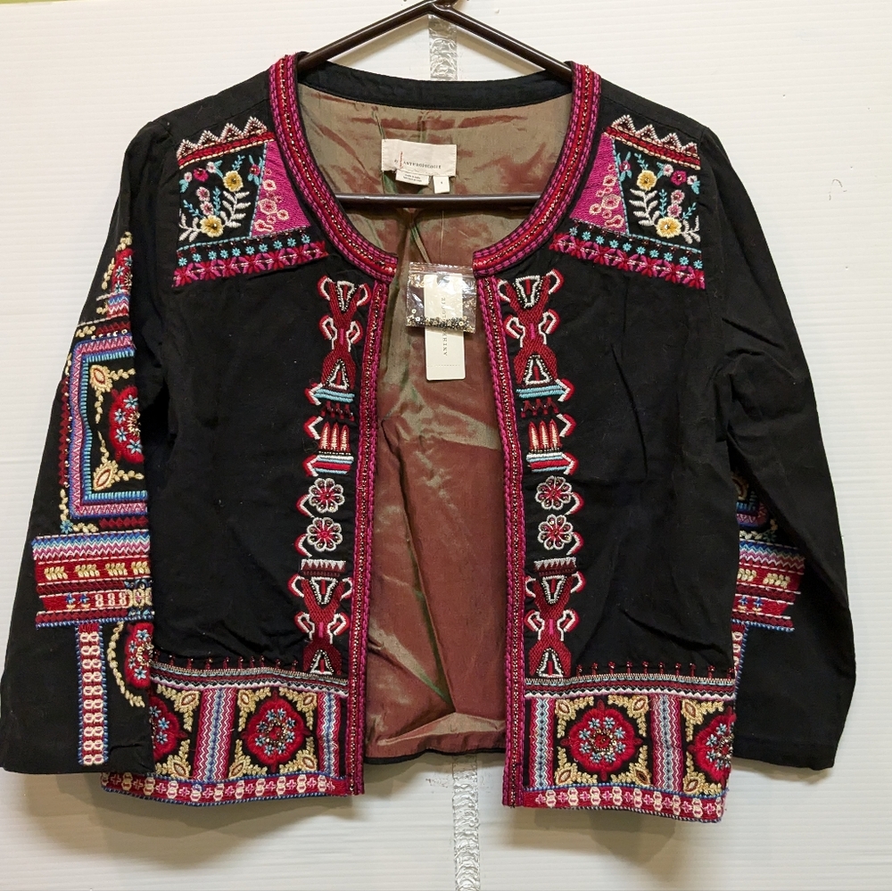 0411 Anthropologie Abstract Embroidered Jacket 0223